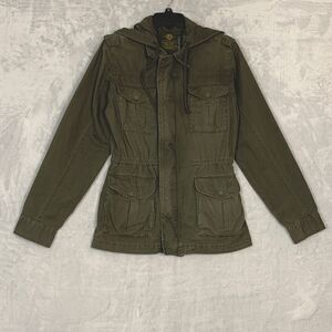 Lucky Brand Jacket Womens Small Army Green Utility Cinch Waist 100% Cotton